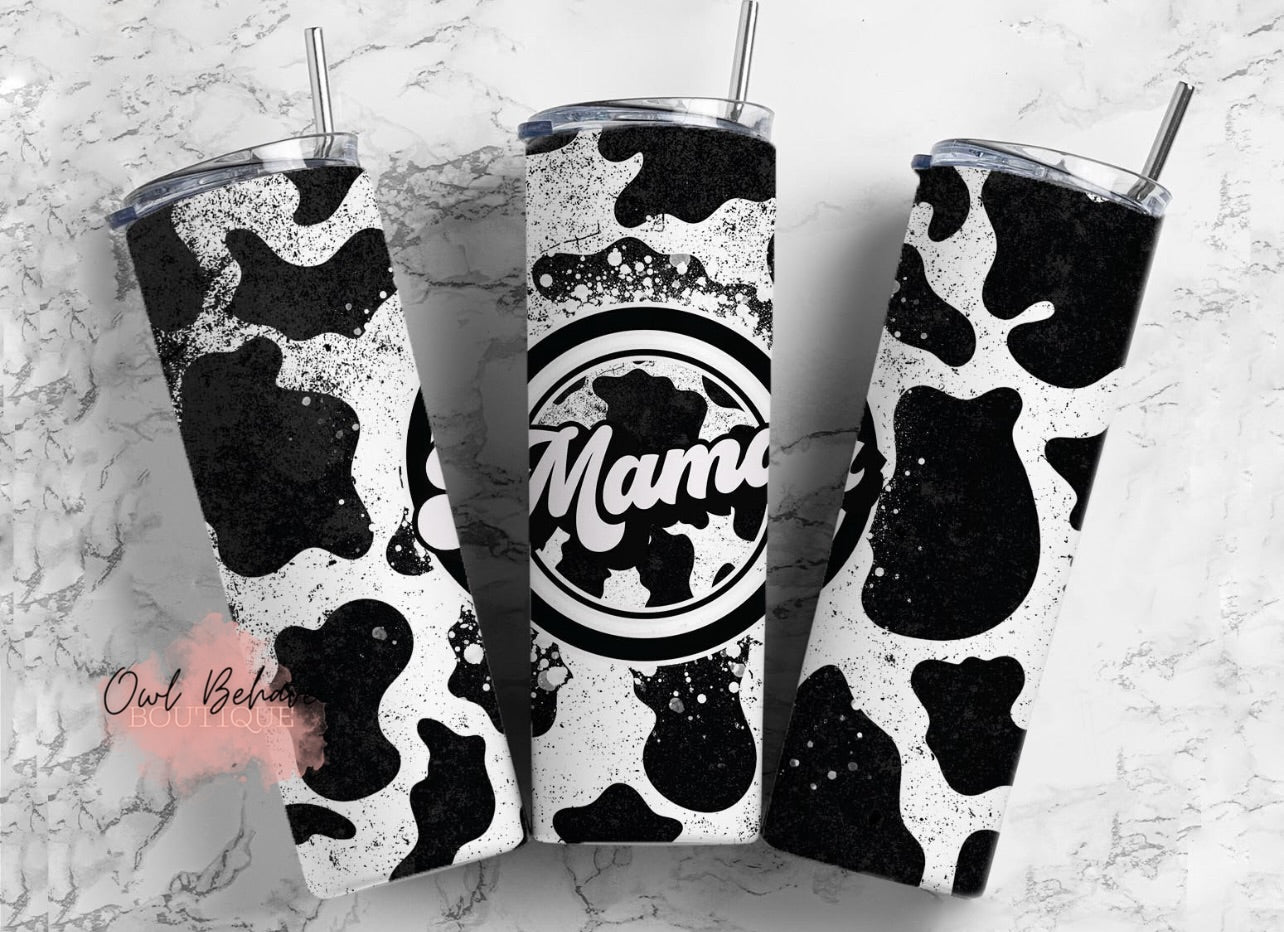 Mama Cow Print Sublimation Tumbler