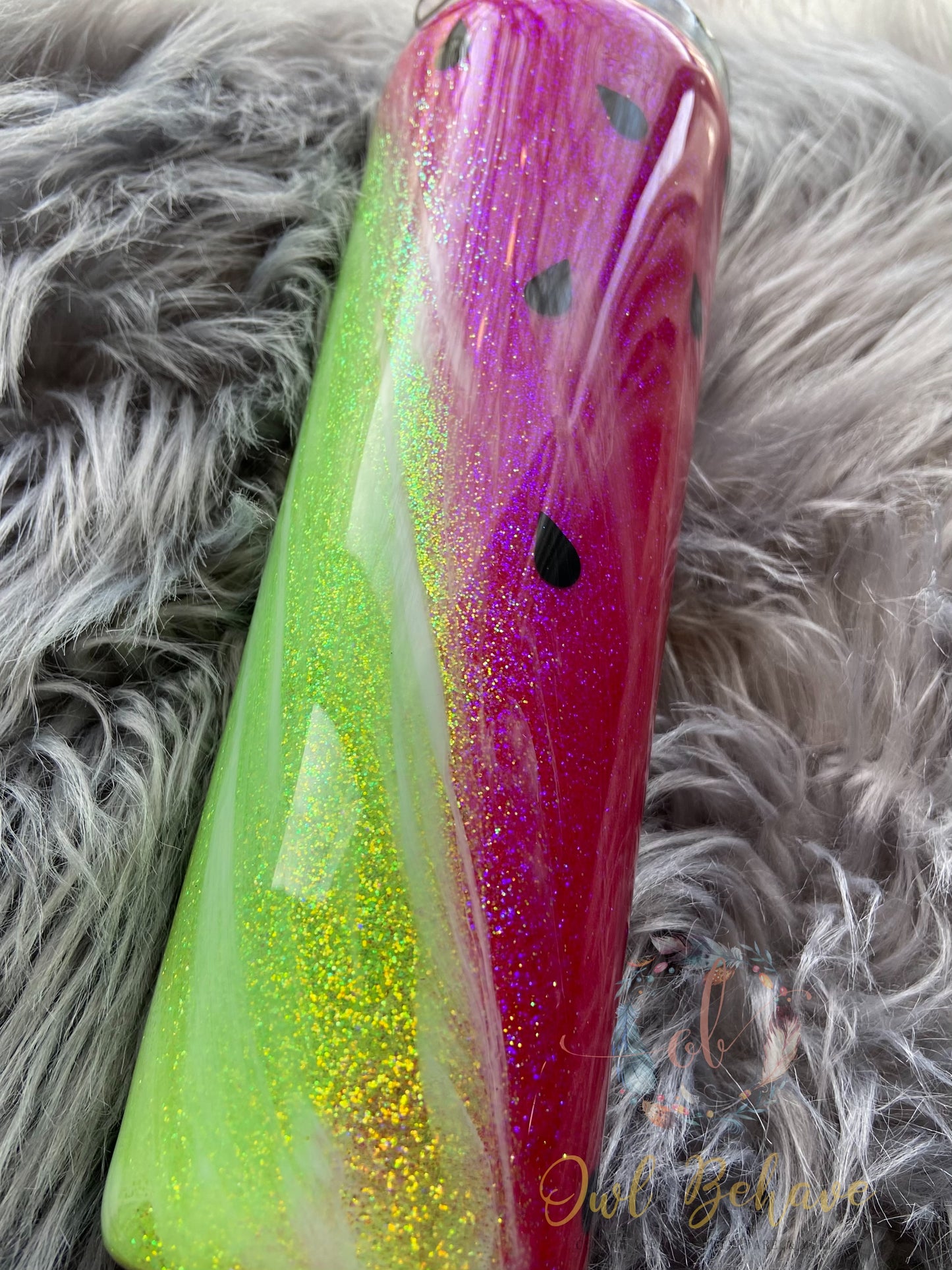 Watermelon Swirl Glitter Tumbler