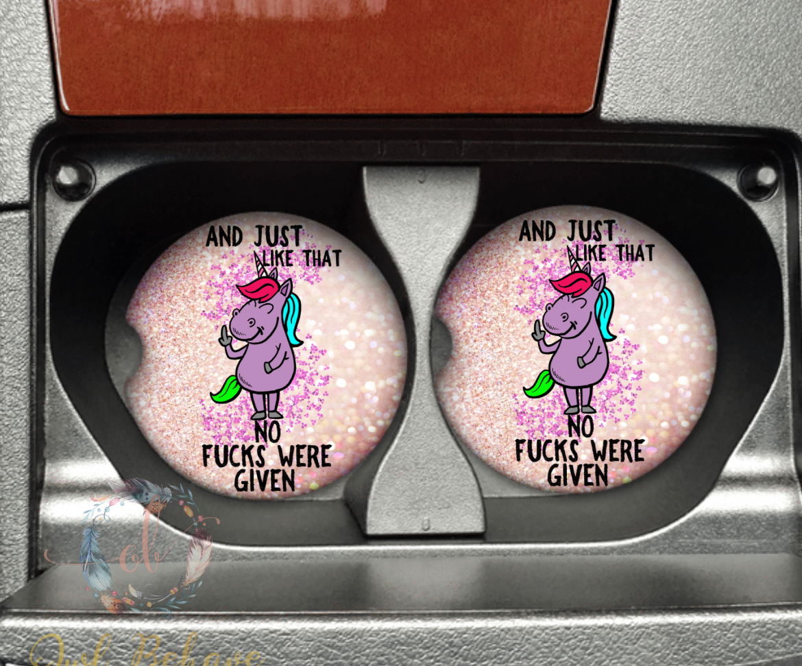 No Fu*ks Were Given Car Coaster Set