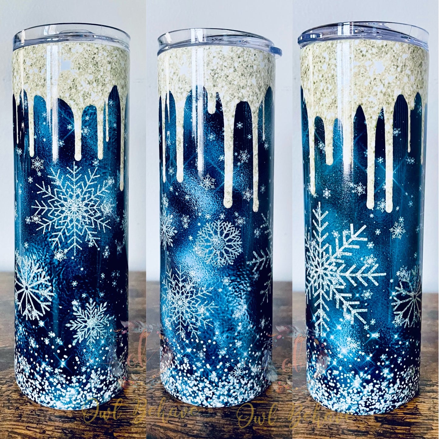 Blue/Gold Snowflake Sublimation Tumbler