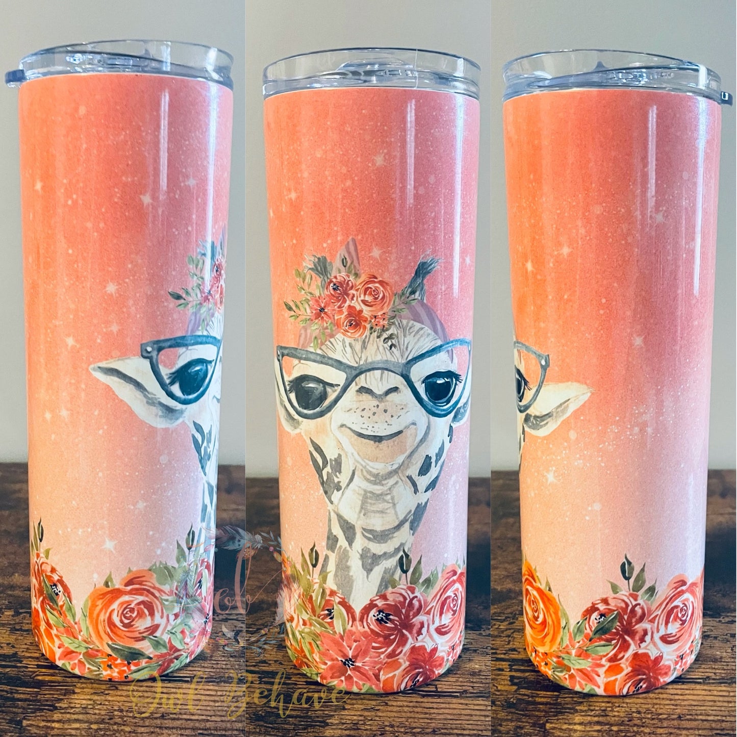Floral Giraffe Sublimation Tumbler