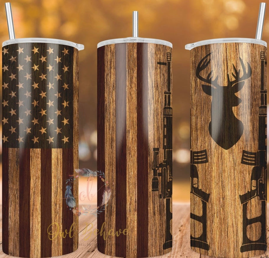 Deer Woodgrain Sublimation Tumbler