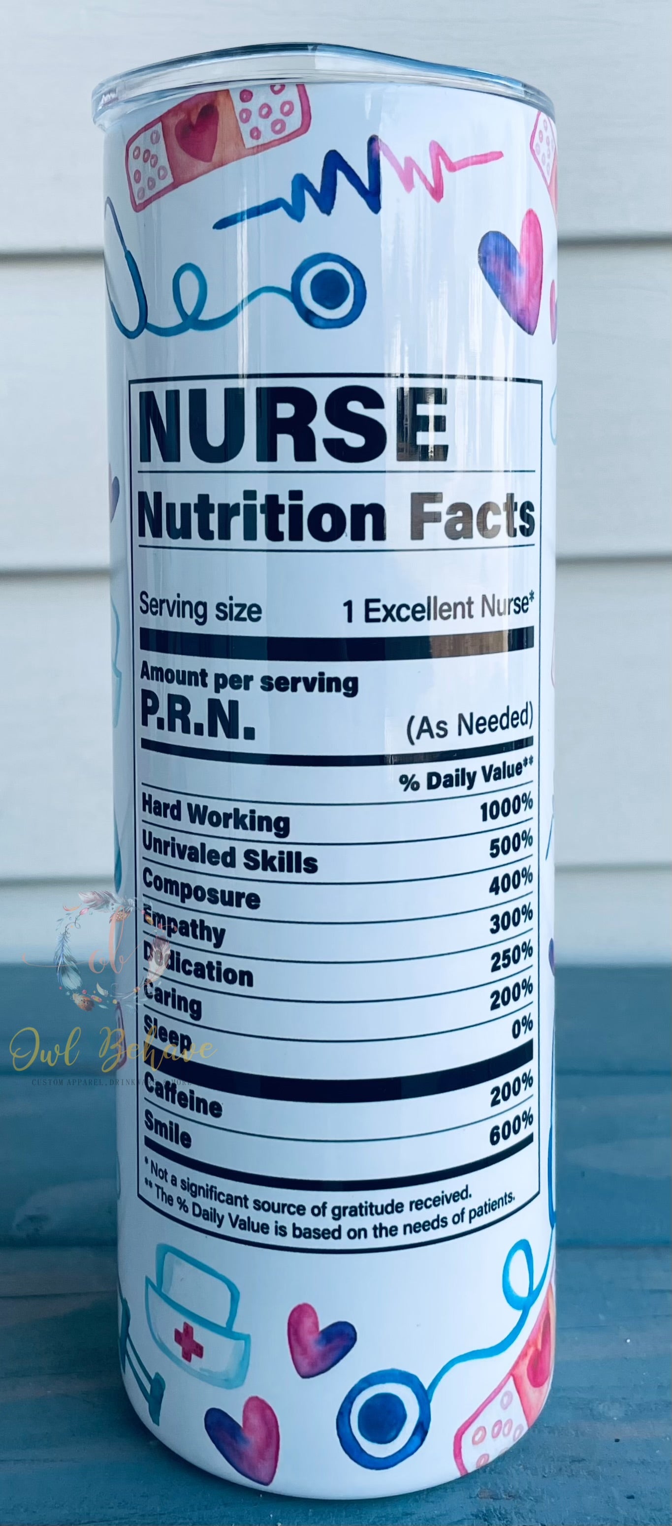 Nurse Nutrition Facts Sublimation Tumbler