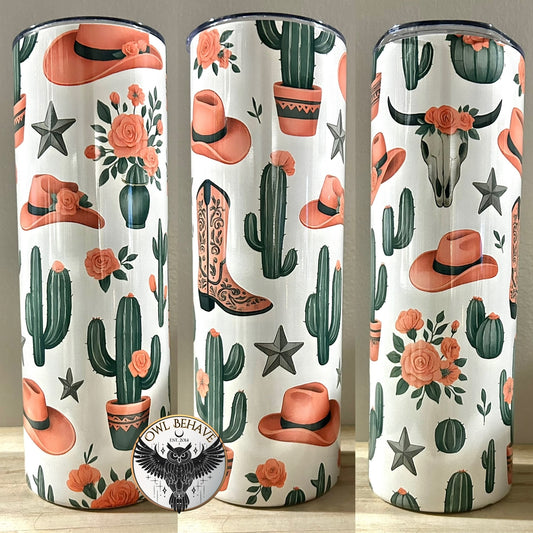 Pink Western Tumbler