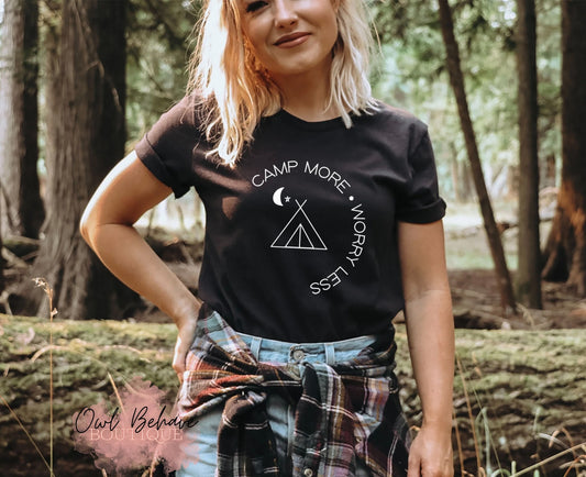 Camp More Worry Less Adult T-Shirt