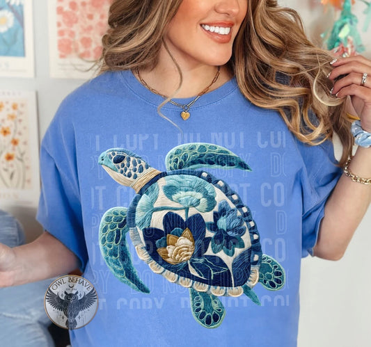 Sea Turtle (Faux Embroidered)