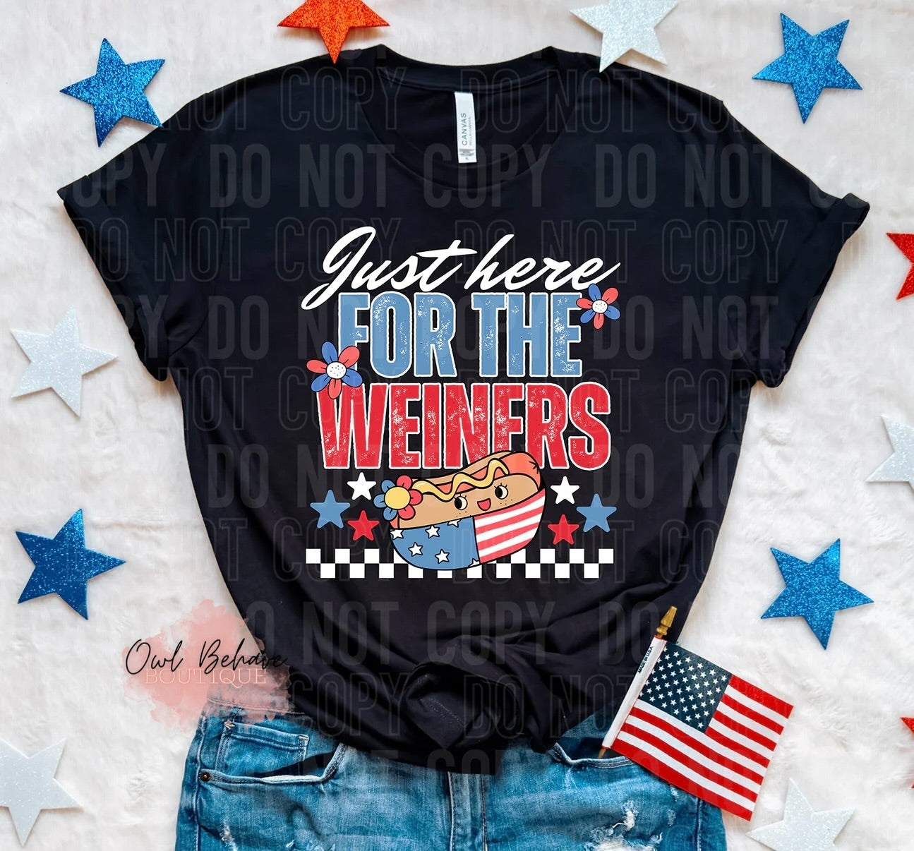 Just Here For The Weiners Adult T-Shirt