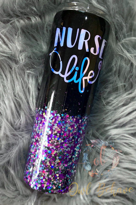 Nurse Life Glitter Tumbler