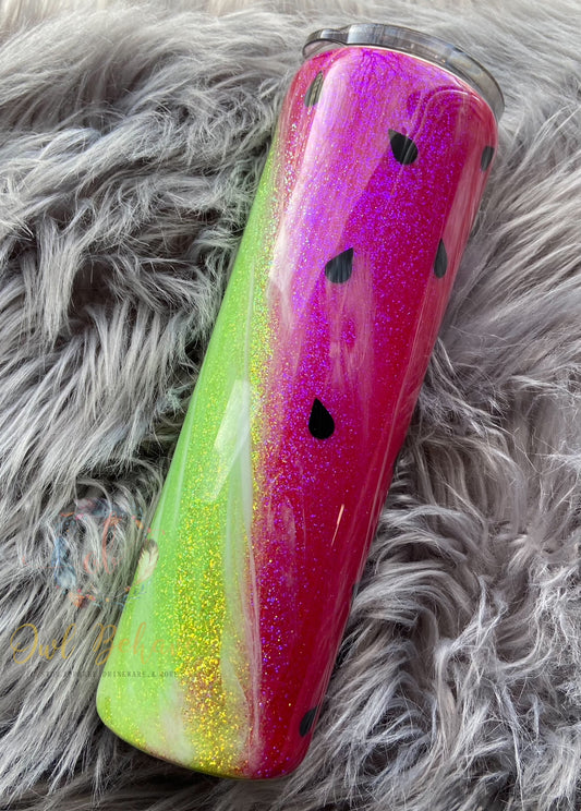 Watermelon Swirl Glitter Tumbler