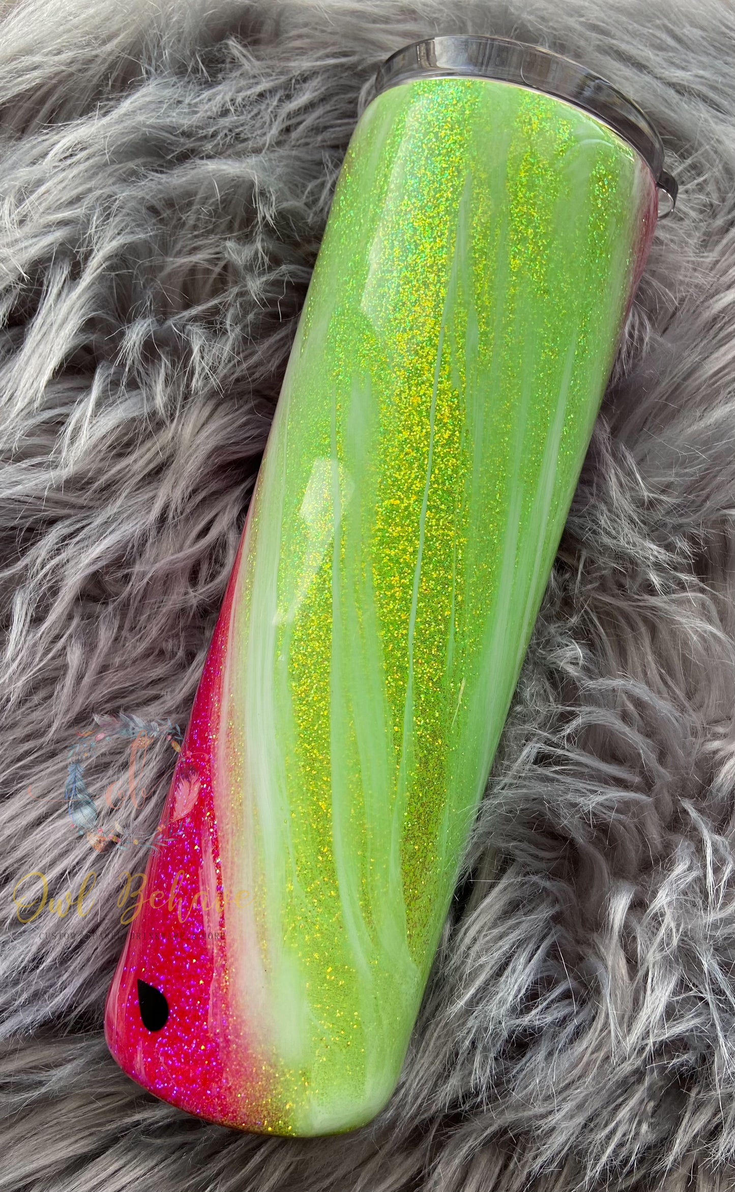 Watermelon Swirl Glitter Tumbler