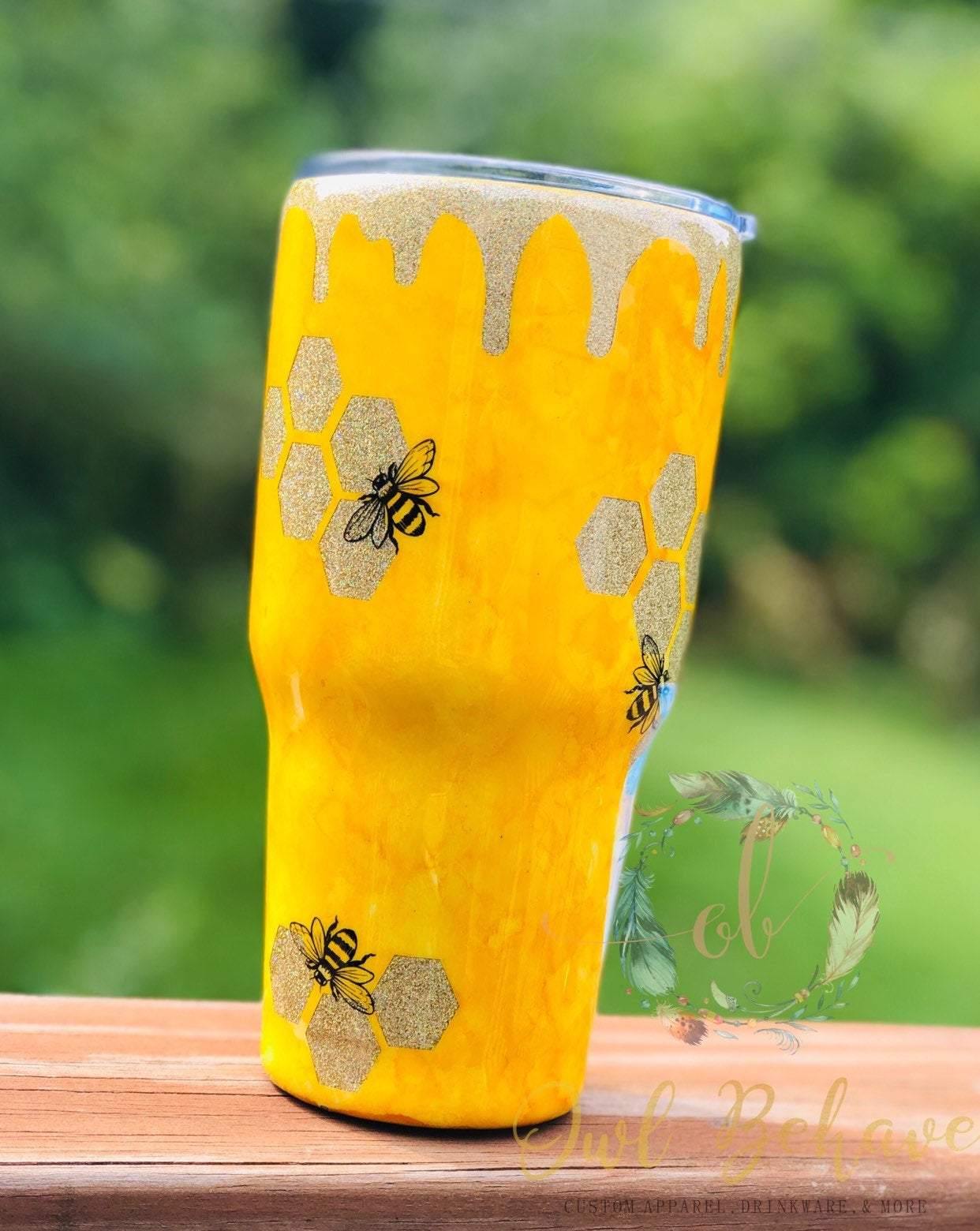 Bee Kind Glitter Tumbler - OwlBehave 