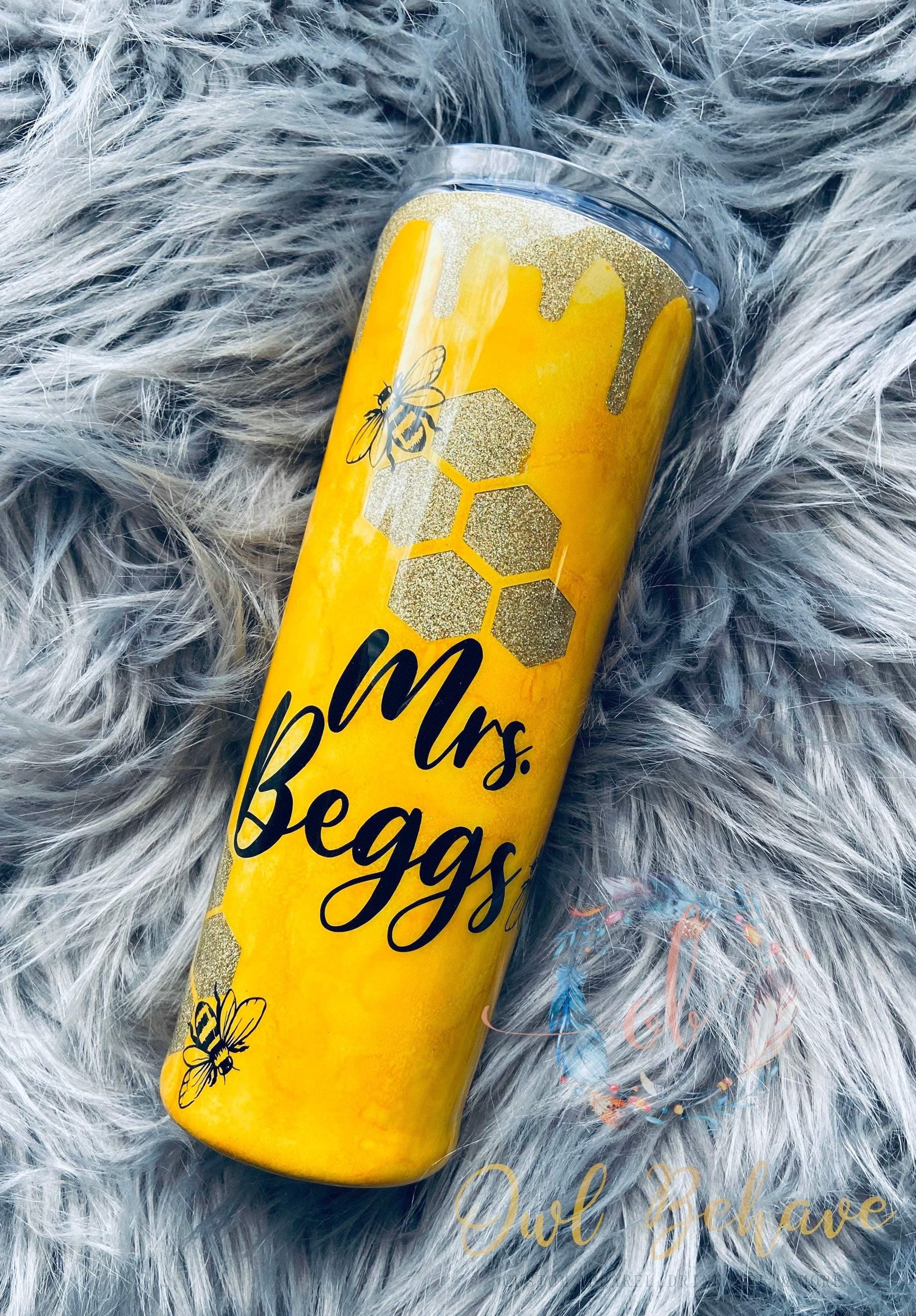 Bee Kind Glitter Tumbler - OwlBehave 