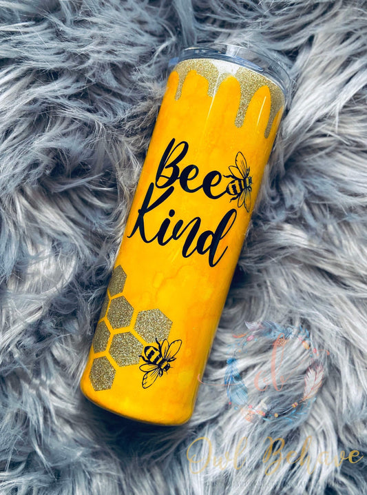 Bee Kind Glitter Tumbler - OwlBehave 
