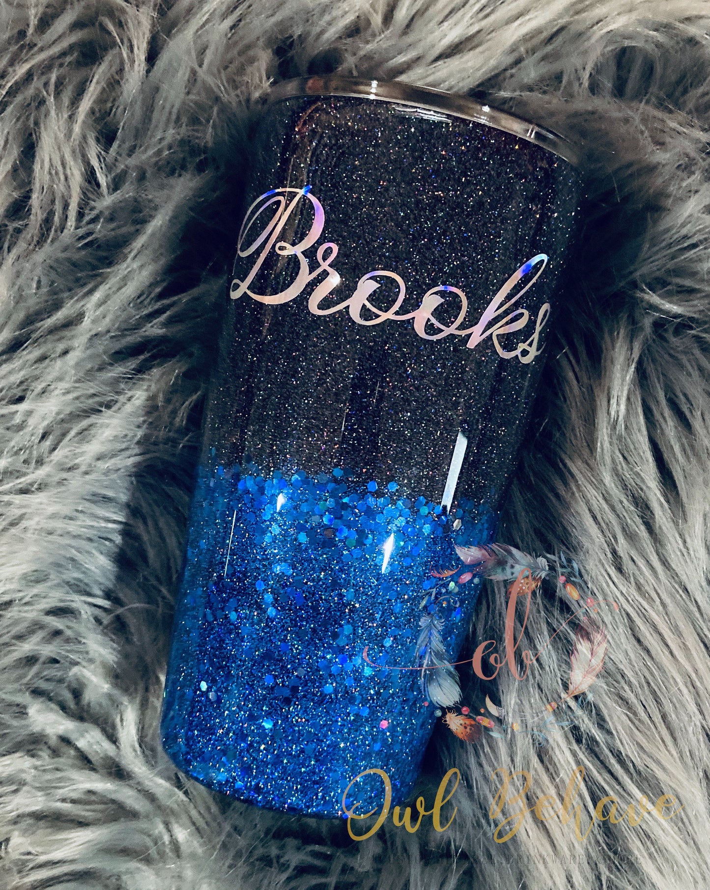 Thin Blue Line Glitter Tumbler