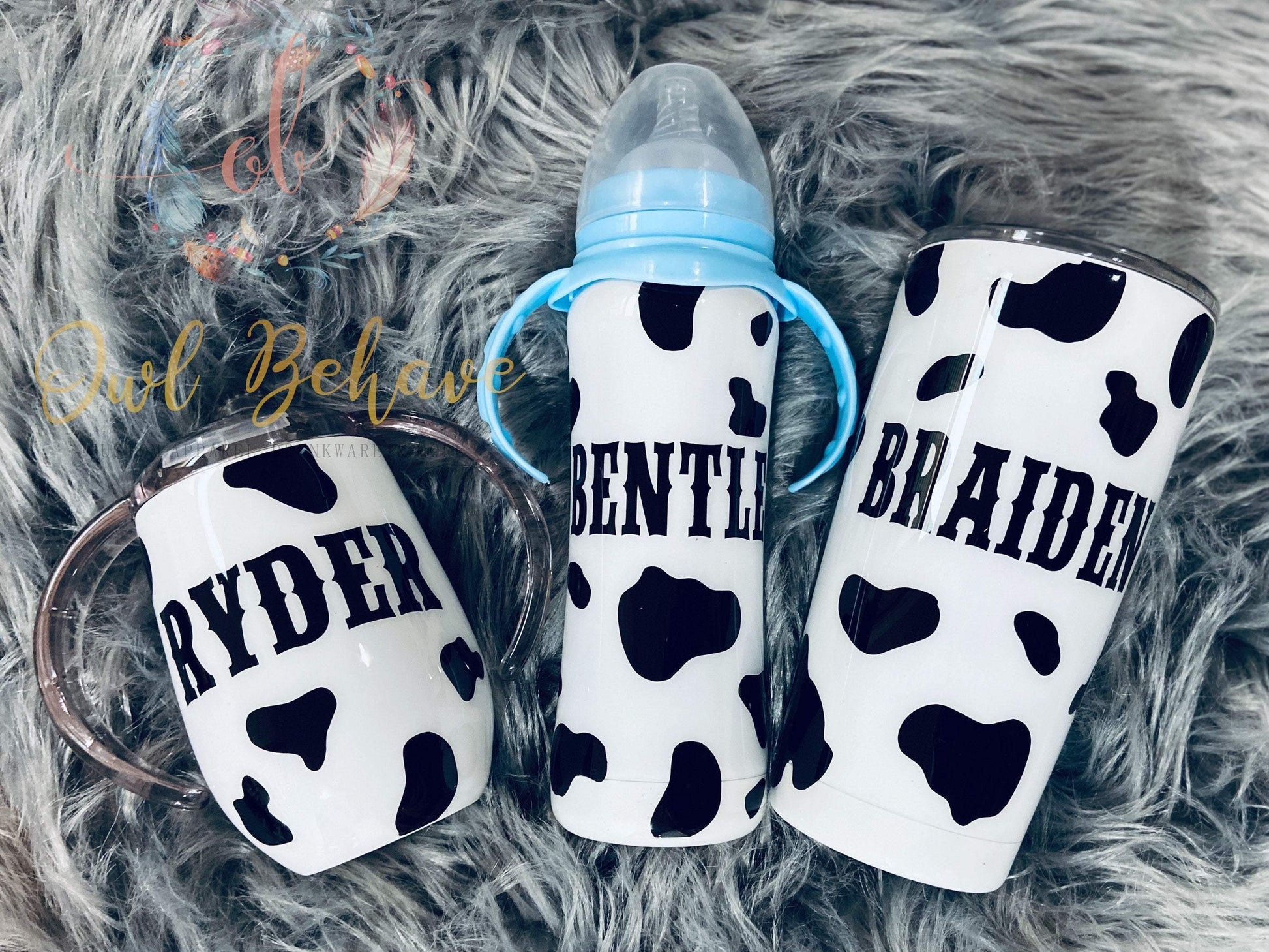 Tumbler boot, Glaxaxy, cow print, transparent