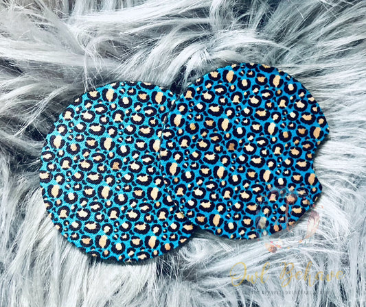 Teal Leopard Neoprene Car Coaster Set