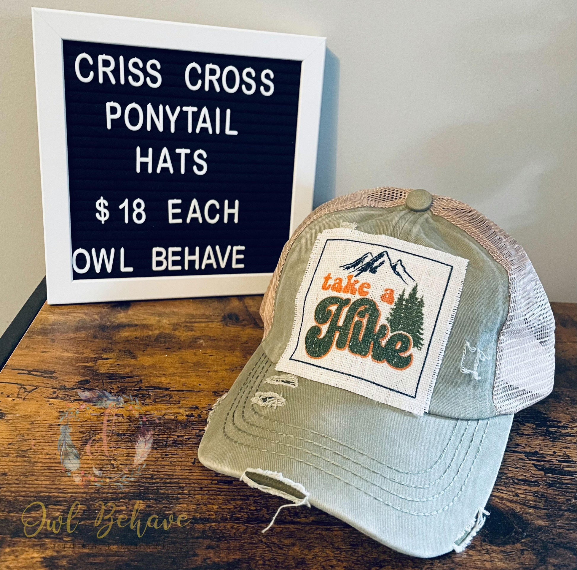 Take A Hike Criss Cross Ponytail Hat - OwlBehave 