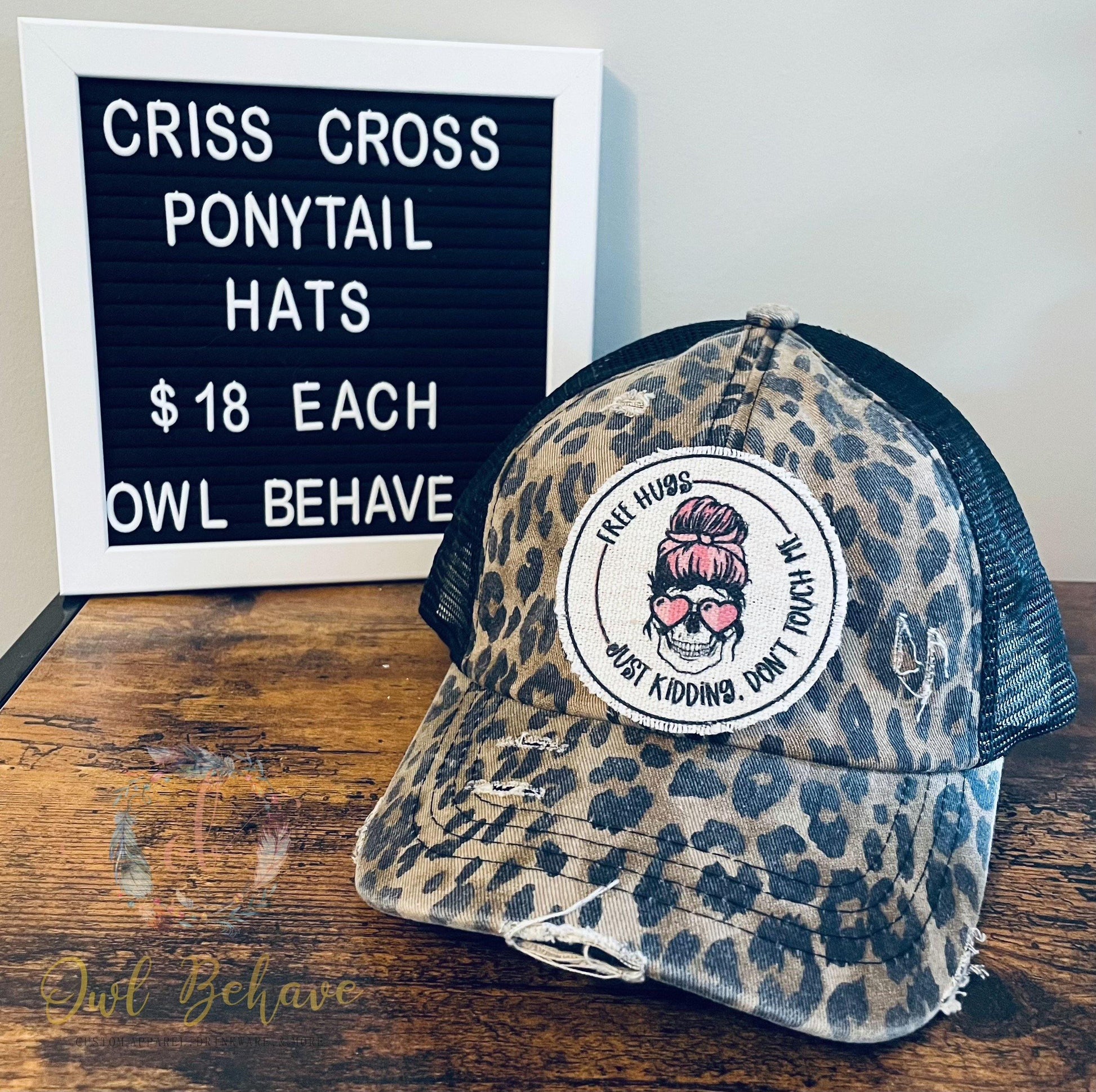 Free Hugs Criss Cross Ponytail Hat - OwlBehave 