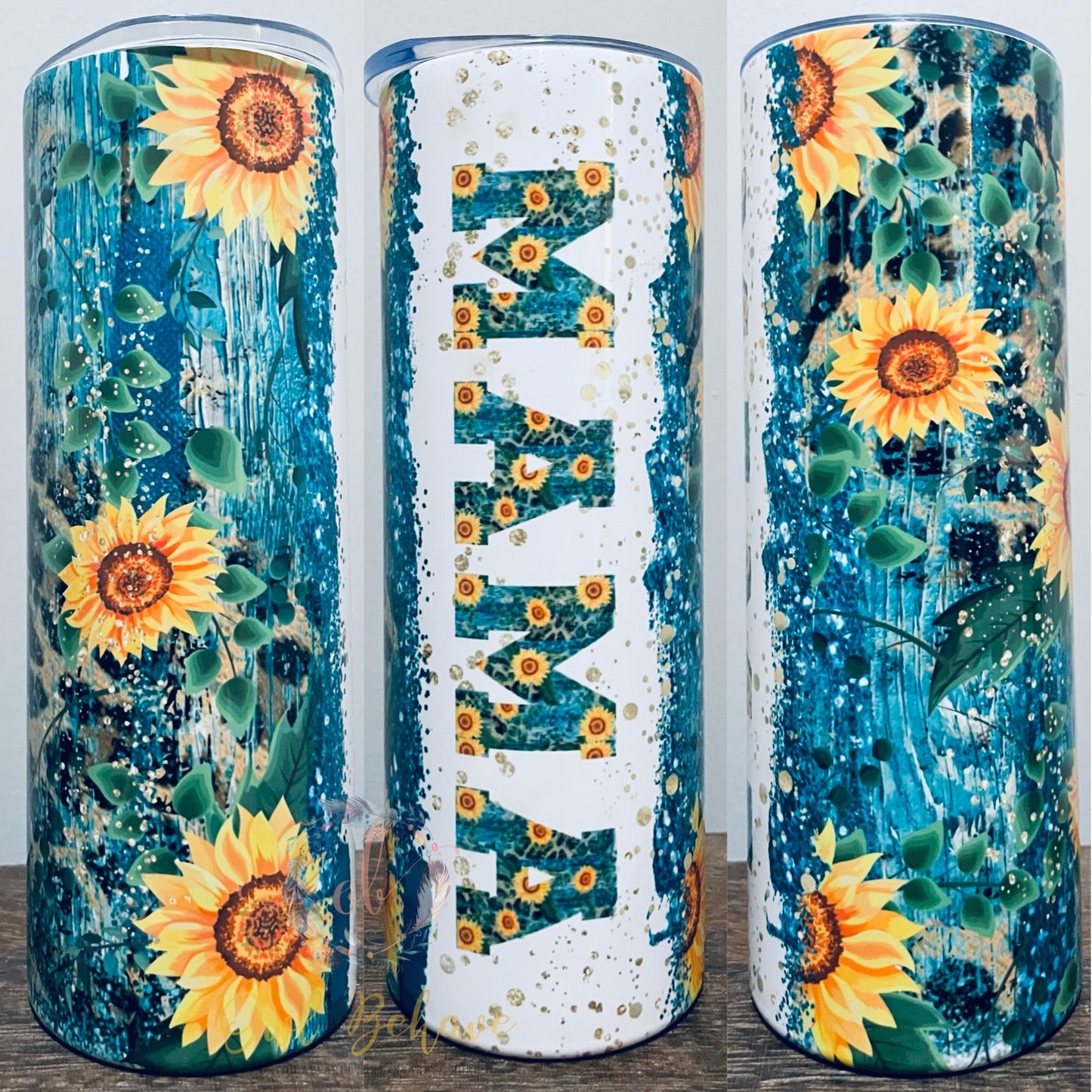 Mama Teal Sunflower Sublimation Tumbler