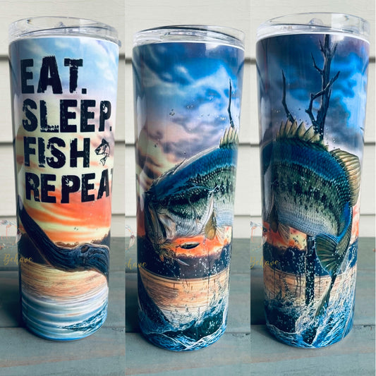 Eat Sleep Fish Repeat Sublimation Tumbler