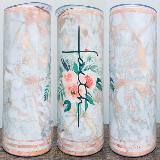 Faith Cross Marble Sublimation Tumbler