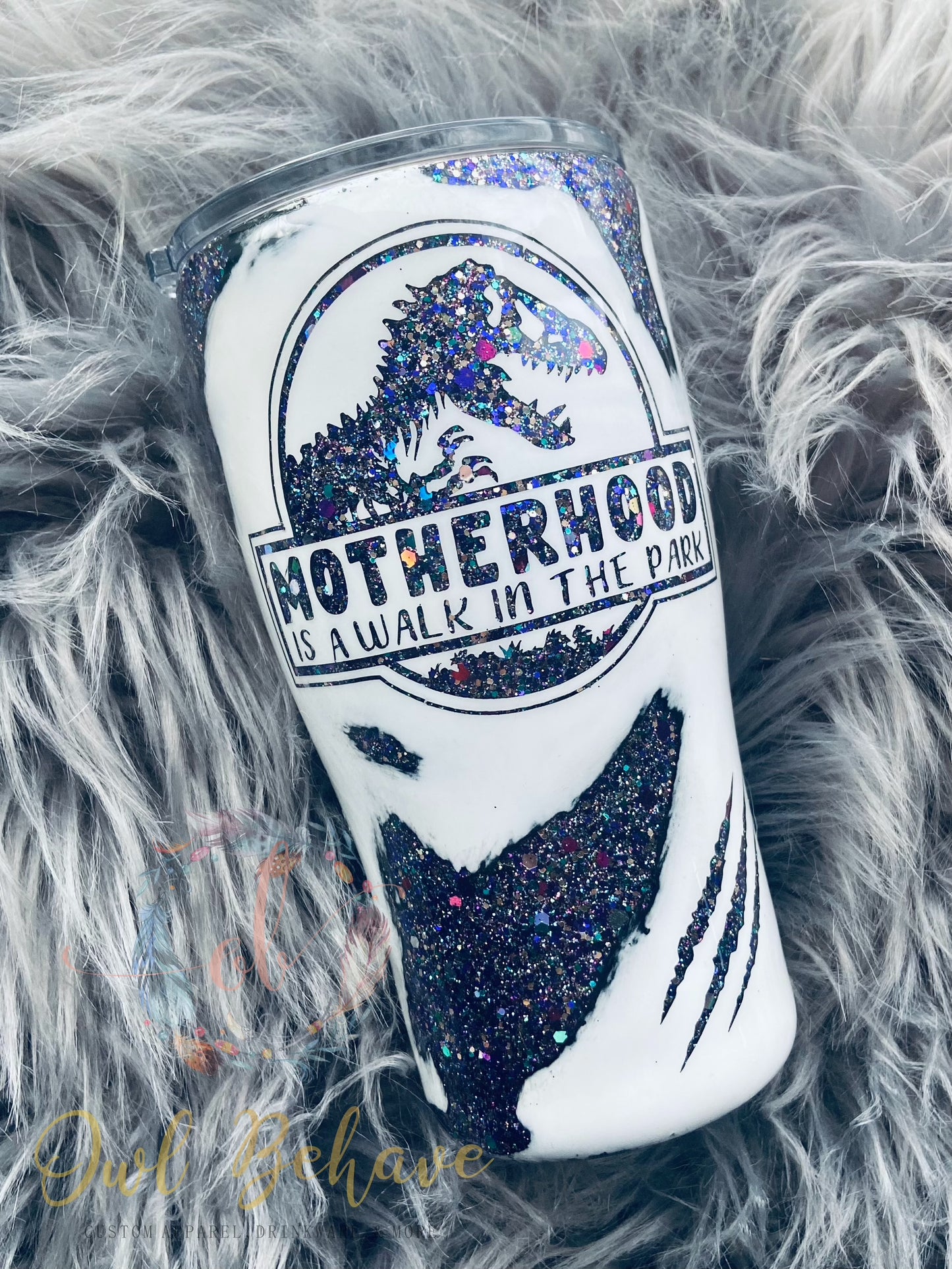 Motherhood is a walk in the park Glitter Tumbler