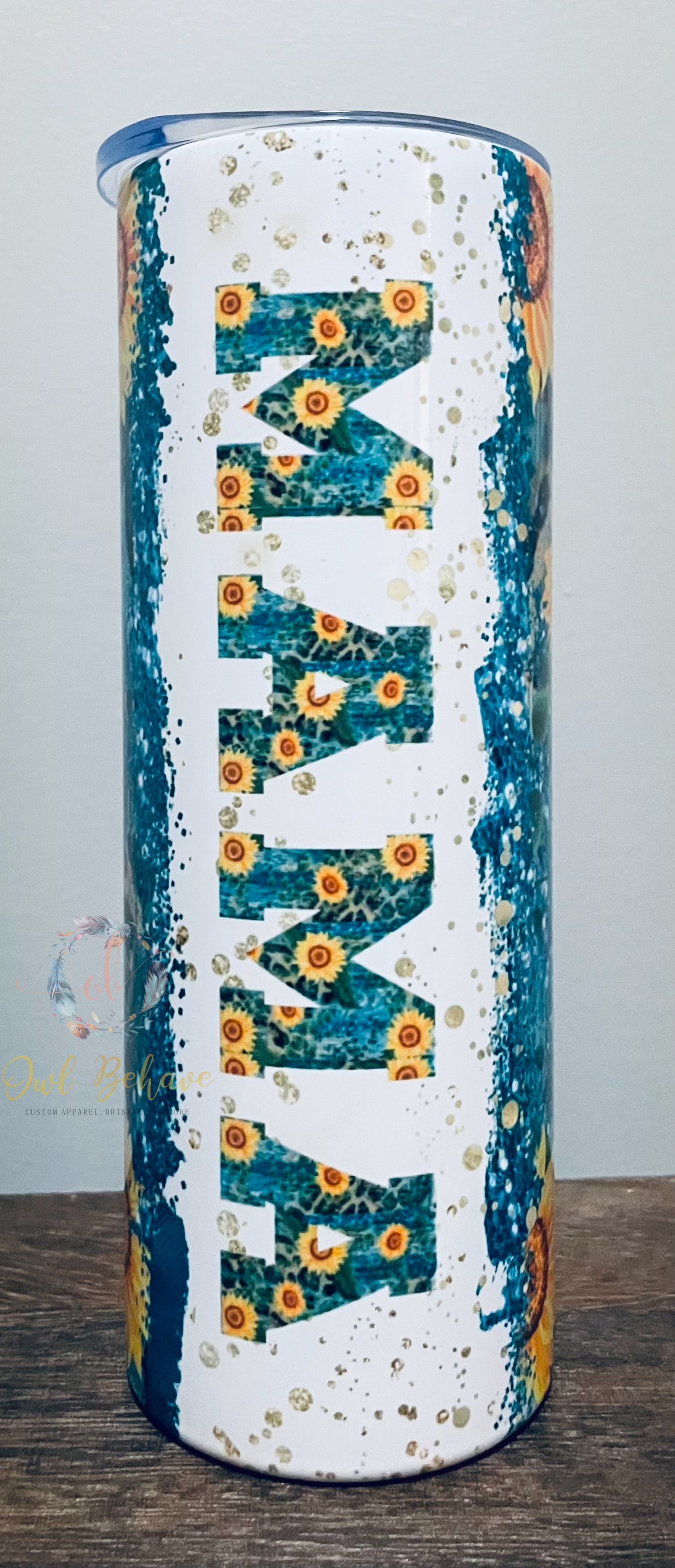 Mama Teal Sunflower Sublimation Tumbler