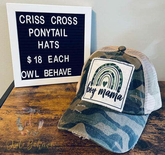 Boy Mama Criss Cross Ponytail Hat - OwlBehave 