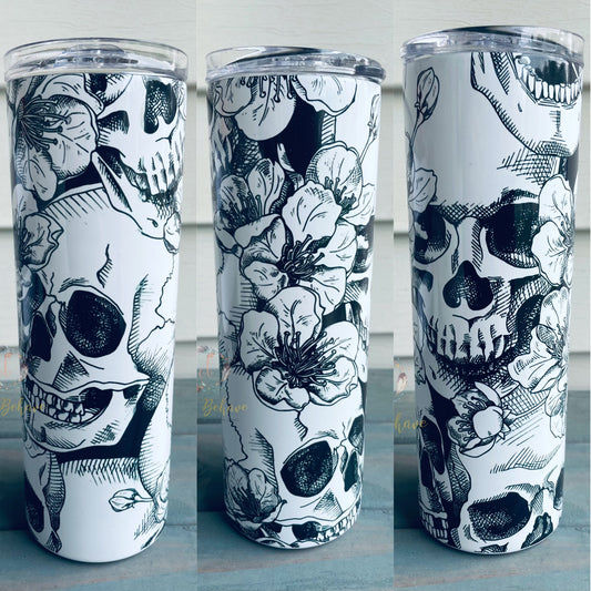 Floral Skulls Sublimation Tumbler