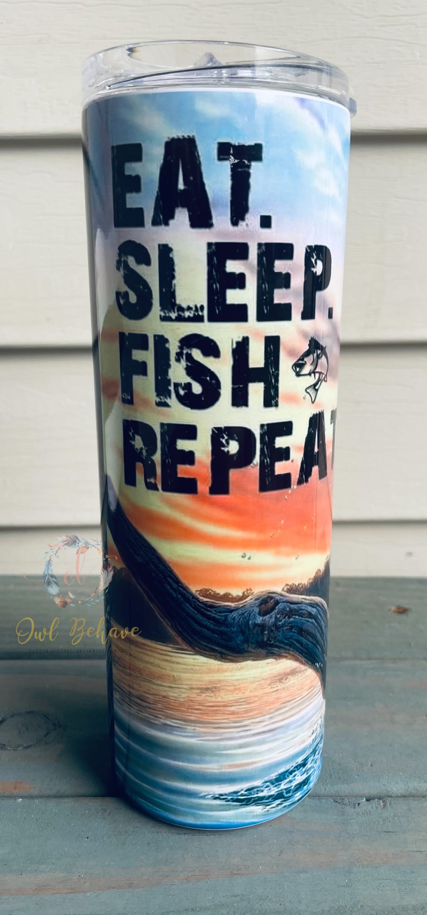 Eat Sleep Fish Repeat Sublimation Tumbler