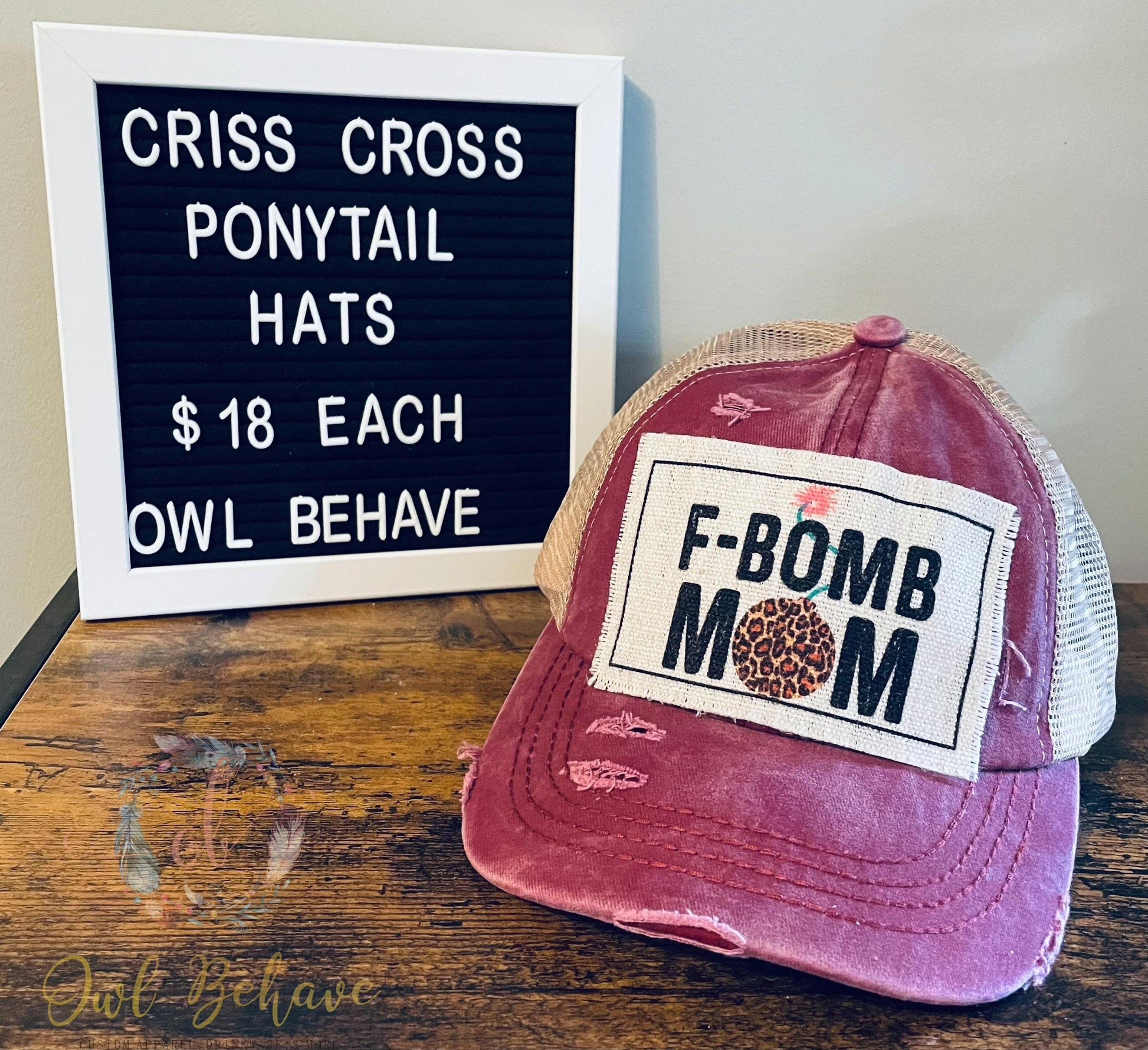 F-Bomb Mom Criss Cross Ponytail Hat - OwlBehave 