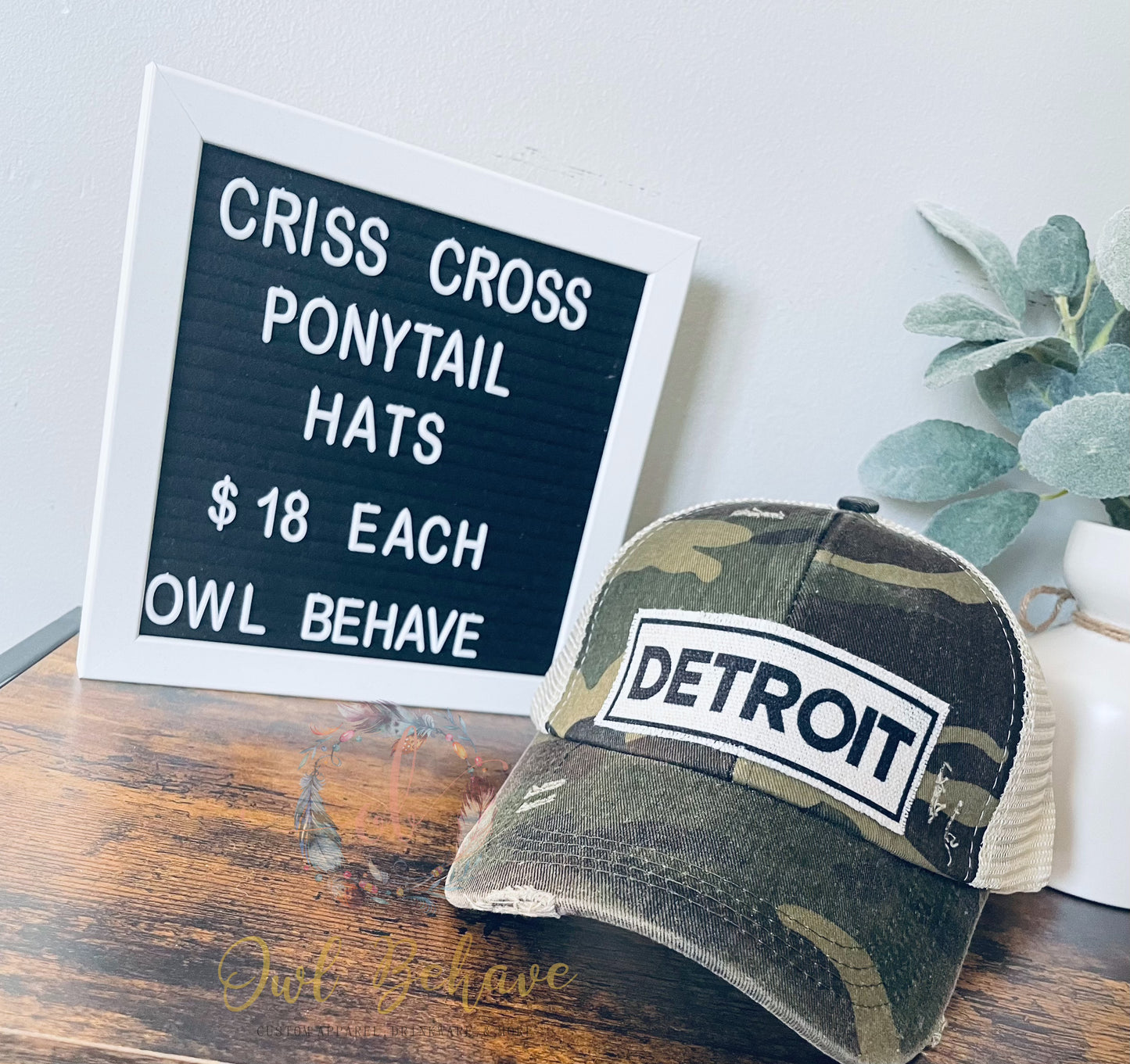 Detroit Criss Cross Ponytail Hat
