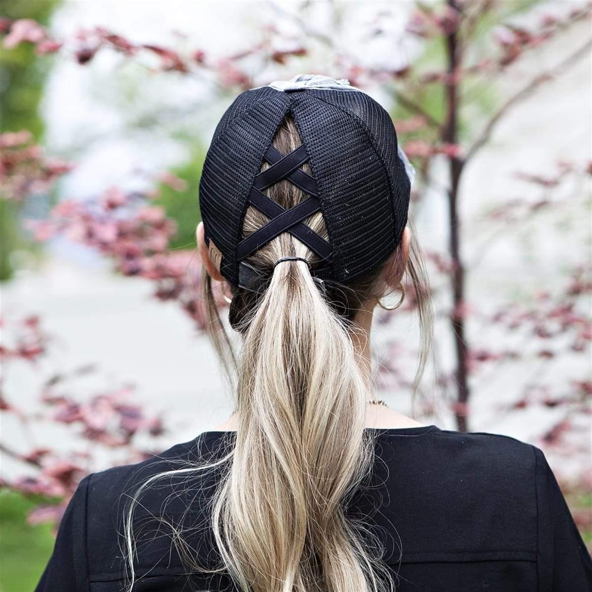 Caffeine Queen Criss Cross Ponytail Hat - OwlBehave 