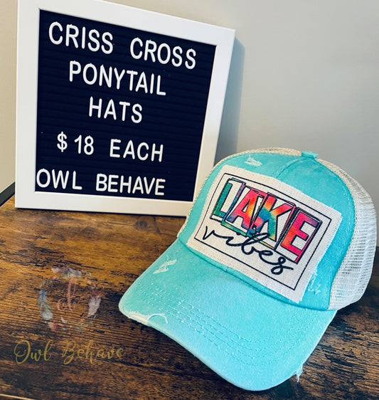Lake Vibes Criss Cross Ponytail Hat