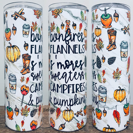 Bonfires Flannels Fall Sublimation Tumbler