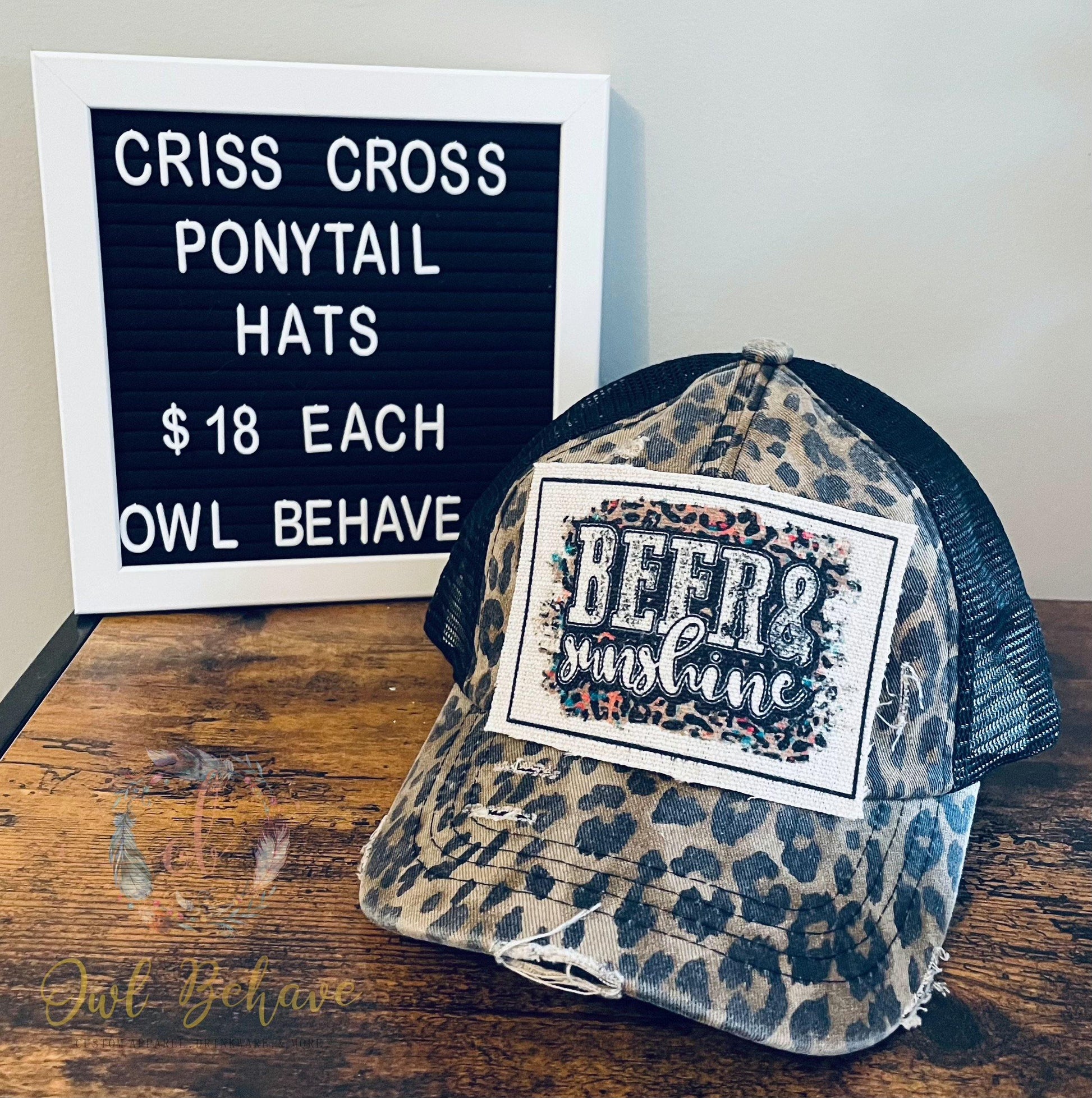 Beer & Sunshine Criss Cross Ponytail Hat - OwlBehave 